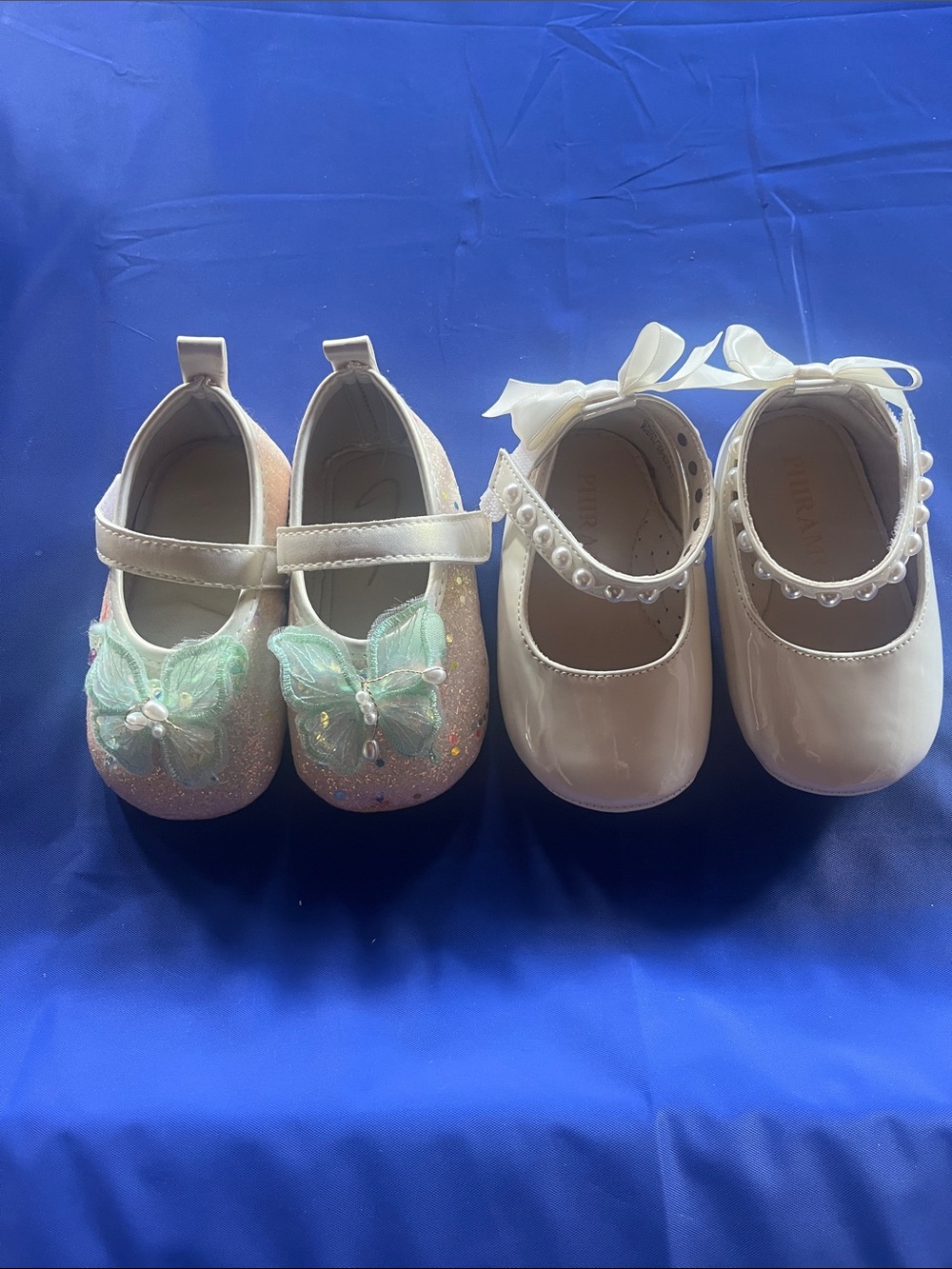 Baby Girls White and Pastel Butterfly Dress Shoes - Pack of 2